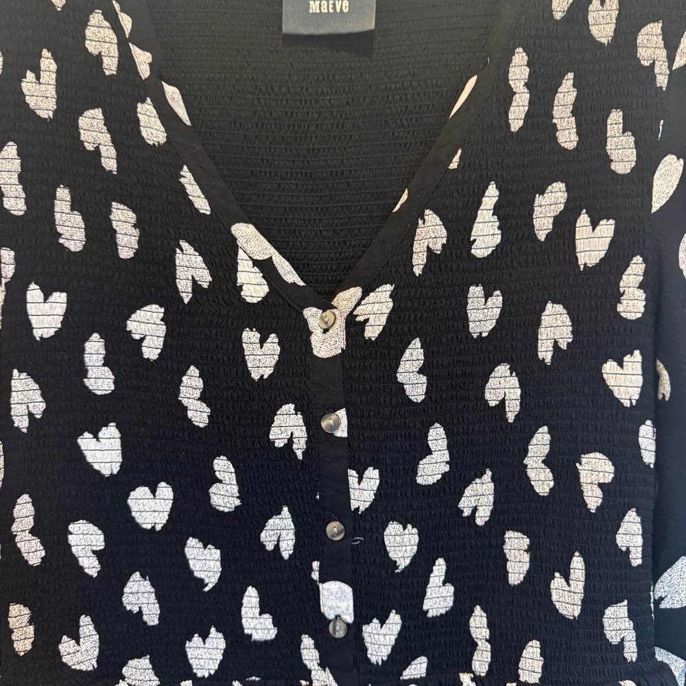 Anthropologie / Maeve Black and White Heart Dress Size L - Picture 5 of 5